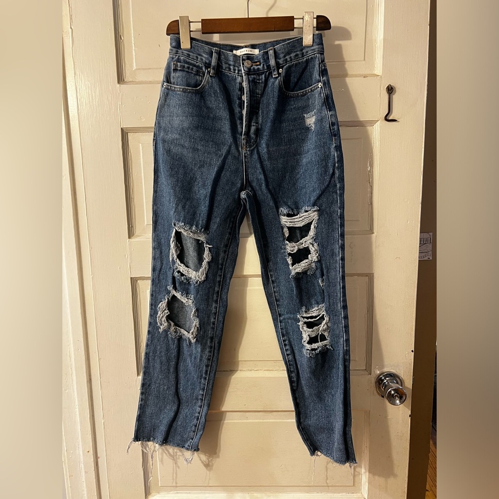 Pacsun distressed Highrise straight jeans